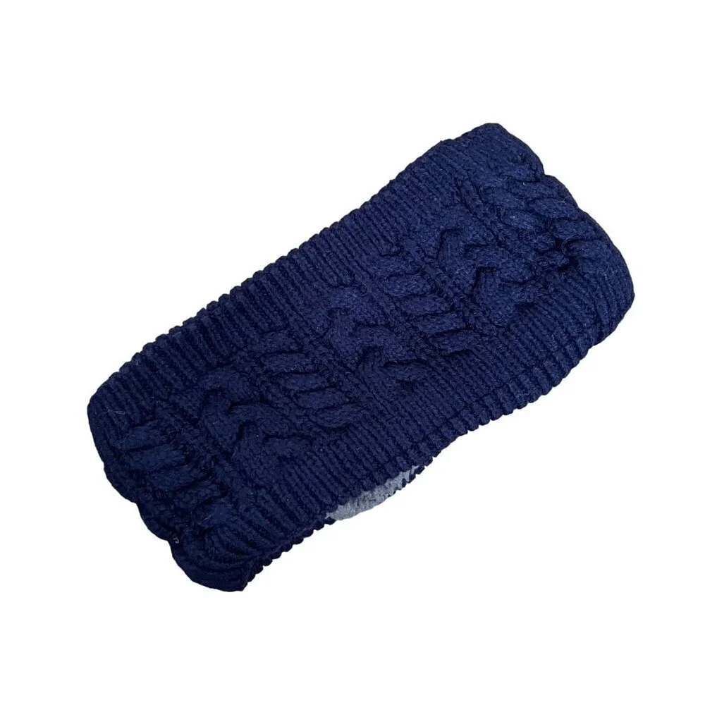 Navy Blue and gray headwarmer headband winter style warm casual running athletic